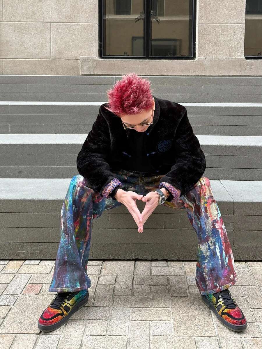 REDDACHIC Colorful Graffiti Baggy Jeans Men Wash Do Old High Waist Loose Straight Wide Leg Denim Pants Casual Vintage Streetwear