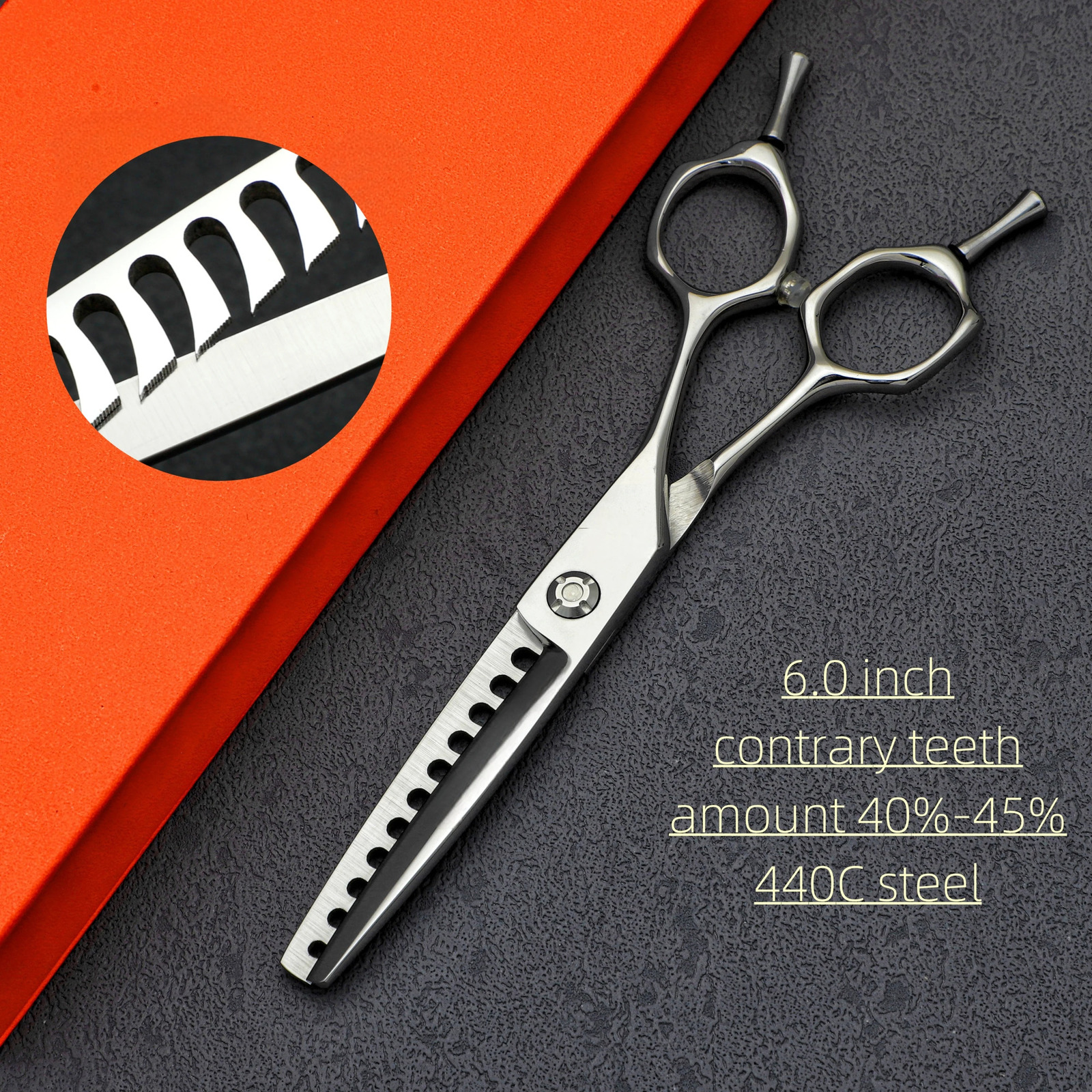 Professional Barber scissors6.0 inch Contrary tooth scissorsman and woman thinning shearsJapan 440C steel Barber accessories 250304