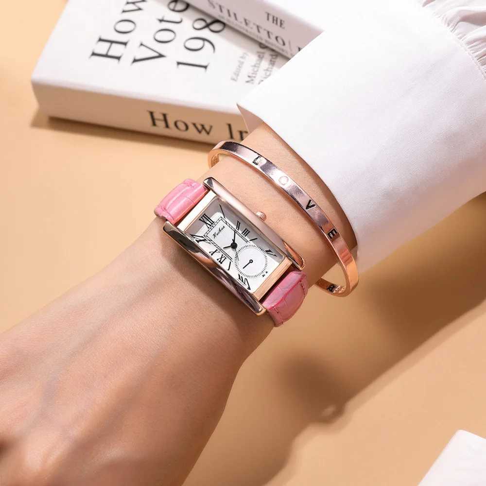 2023 New Fashion Thin Belt Womens Rectangular Quartz Leisure Roman Scale WomensXJ250304