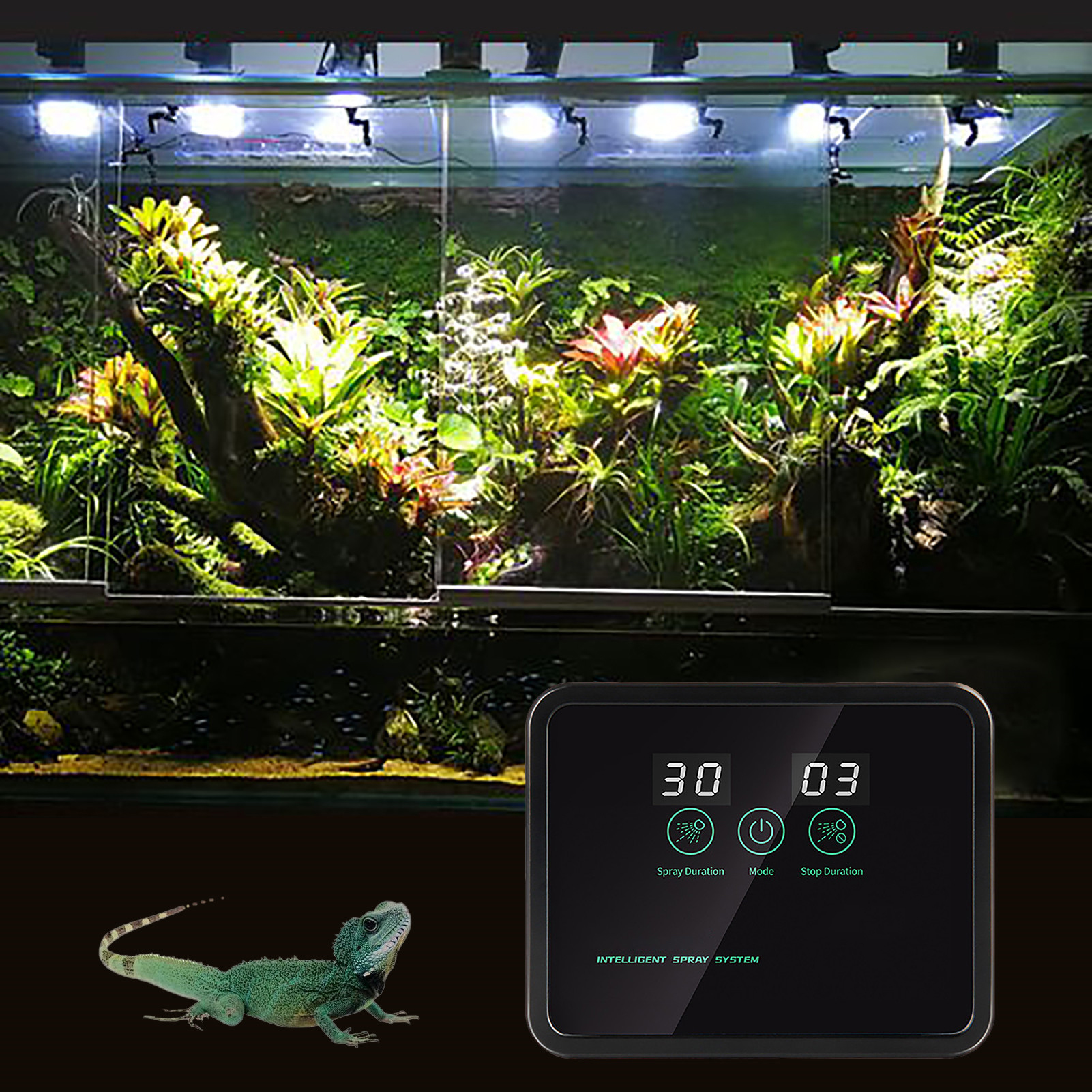 Intelligent Reptile Fogger Terrariums Humidifier Electronic Timer Automatic Mist Rainforest Spray System Kit Sprinkler Control