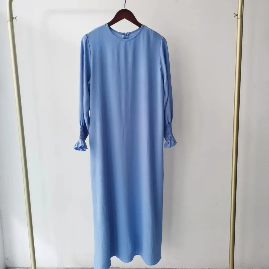 Ivory Womens Long Dress Fashionable Round Neck Solid Color Direct From Manufacturer 250303
