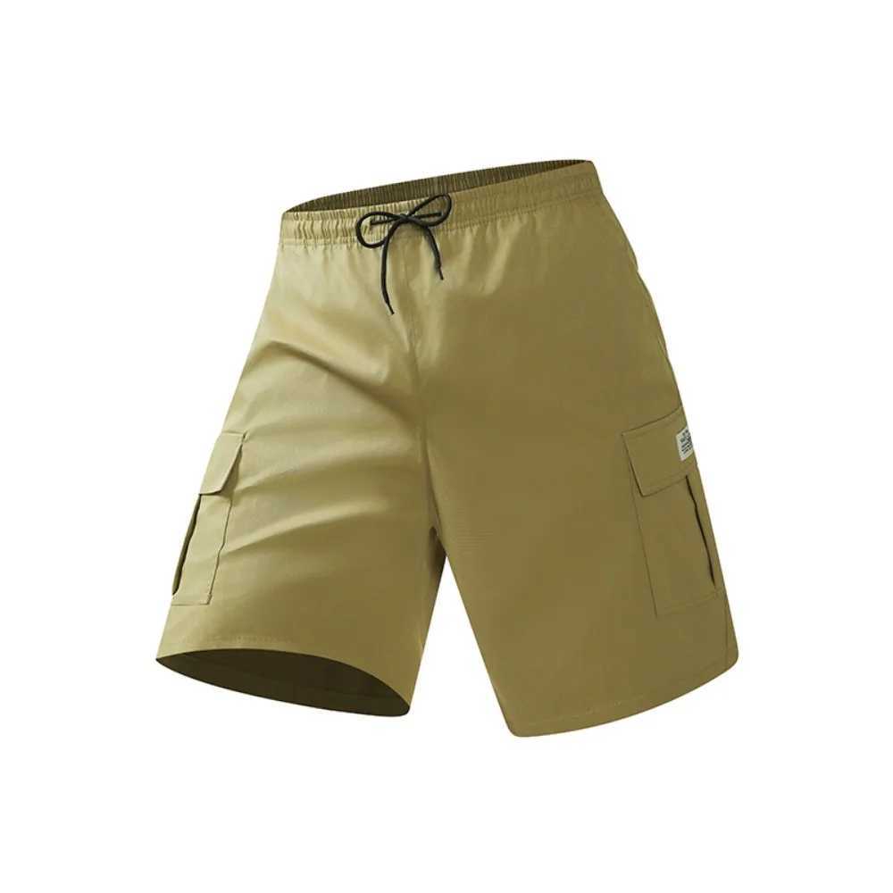 2025 Mens Multi Pocket Cargo Shorts Khaki Grey Black Casual Knee Length Drawstring Cargo Shorts for Summer Bermuda ShortsT250304