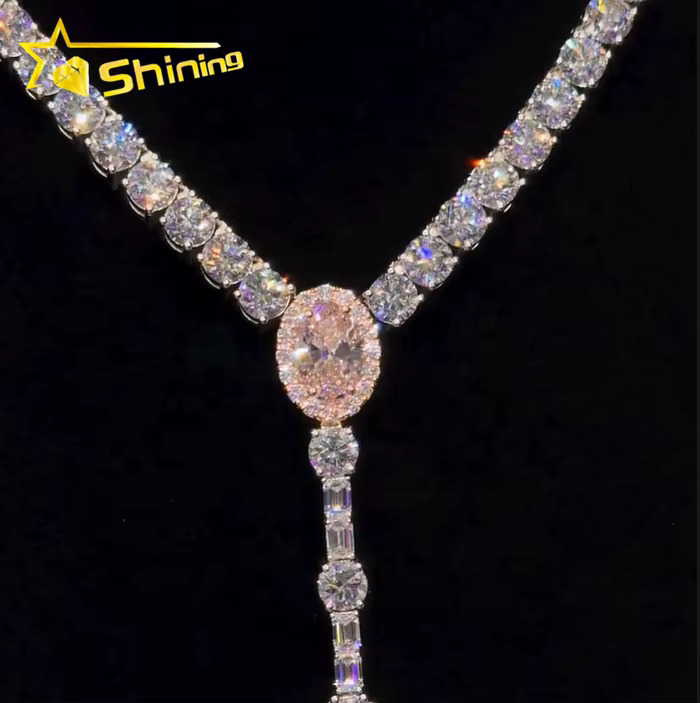 Trendy New Arrivals Iced Out Tennis Chain Set Custom Made Manufacturer VVS Moissanite Dia Cross Pendant Necklace