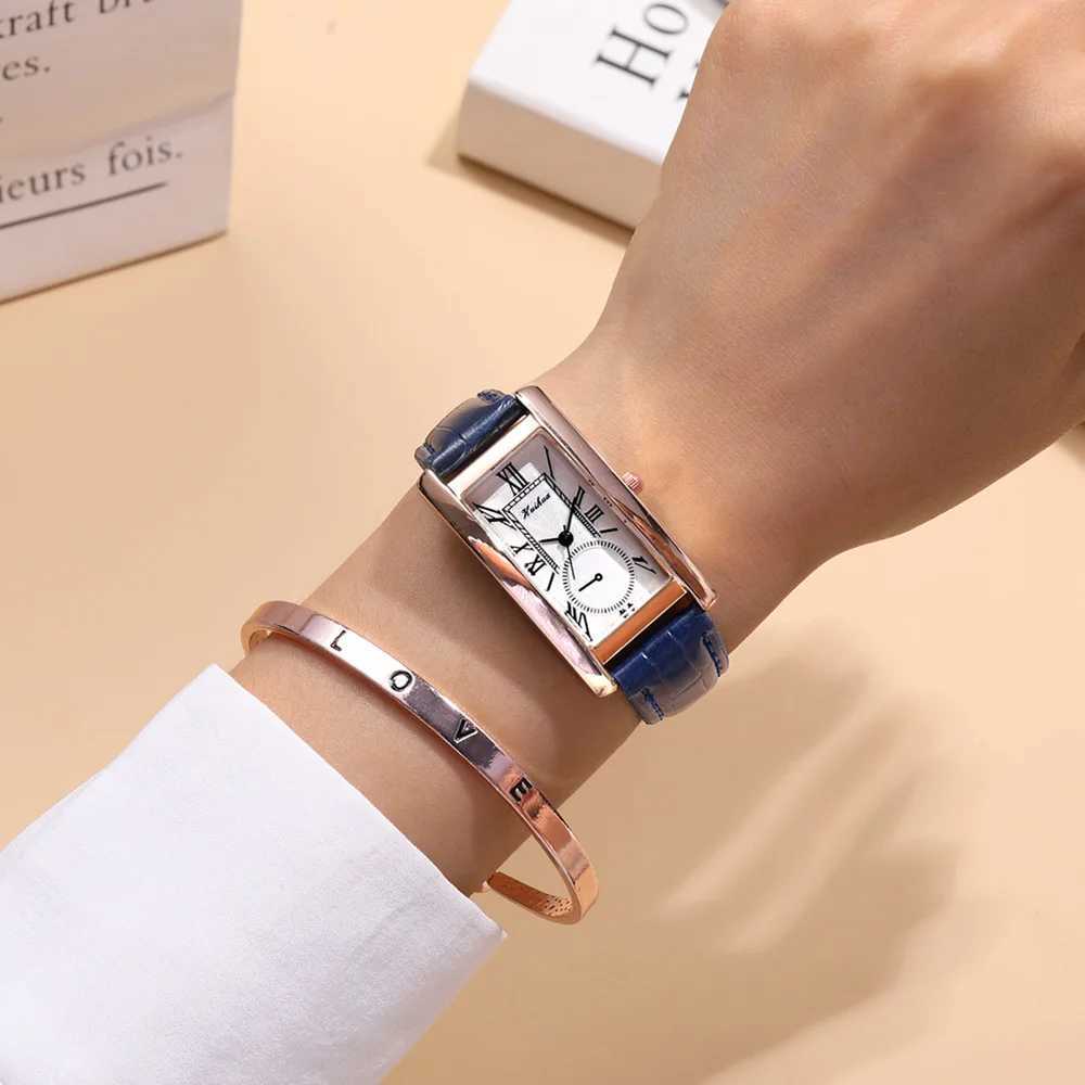 2023 New Fashion Thin Belt Womens Rectangular Quartz Leisure Roman Scale WomensXJ250304