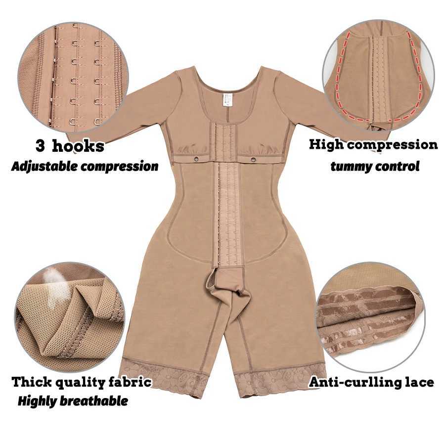 Full Body Colombian Girdles Shaper High Compression Bodysuits Postoperative Postpartum Lipo Arm Slimmer Waist Reducing ShapewearXJ250304