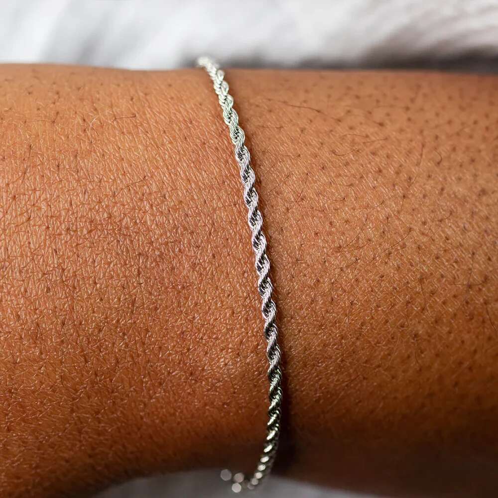 eManco 2/3/4/5MM Twisted Rope Chian Bracelet for Woman Man Hip Hop Punk Sier Color Stainless Steel Fashion Jewelry
