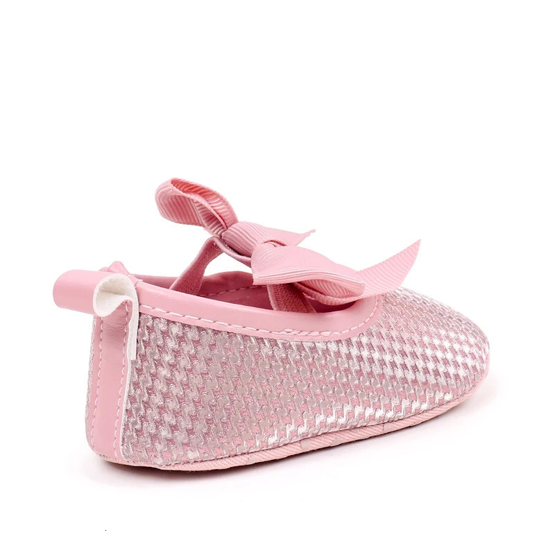 Pudcoco cute flat shoes for baby girls non slip soft sole Mary Jane with bow suitable casual walking borns 250303