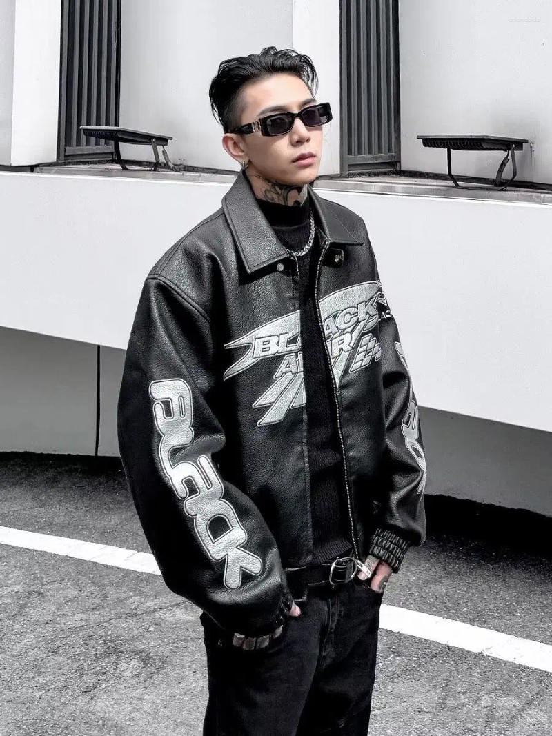 Men's Jackets Autumn Winter Punk Coat Embroidery Motorcycle Suit PU Leather Jacket High Street Retro Niche Silhouette Heavyweight