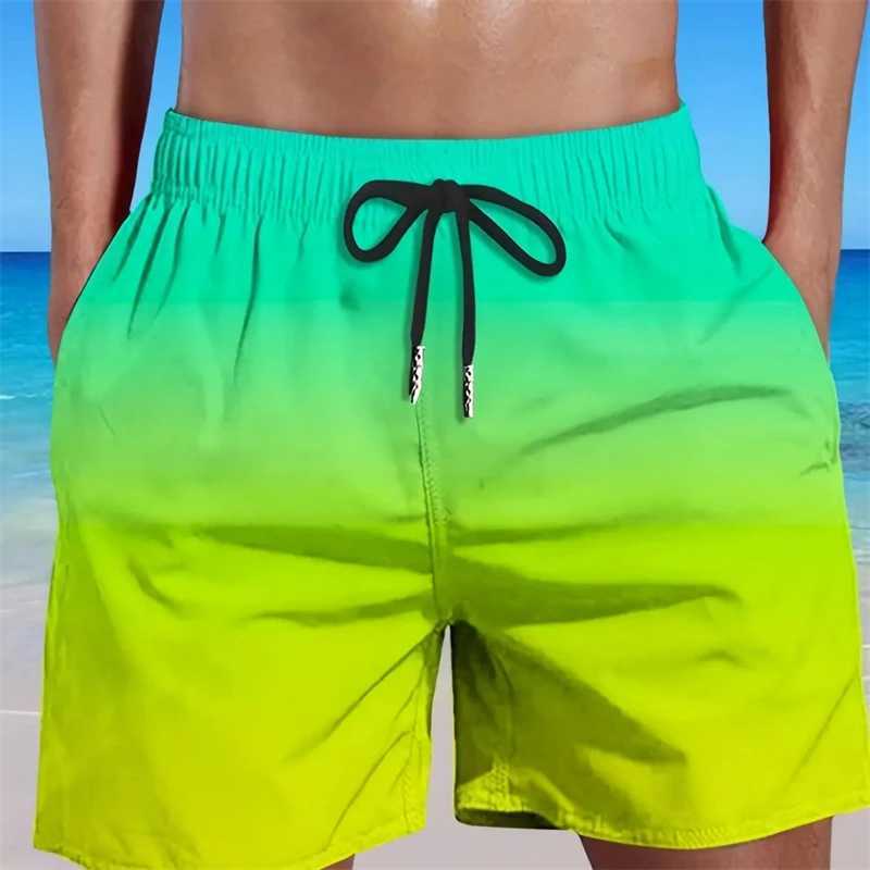 Simple Gradient Color 3D Print Shorts Men Casual Holiday Beach Shorts Kids Ice Trunks Women Summer Party Fashion Swimwear PantsT250304