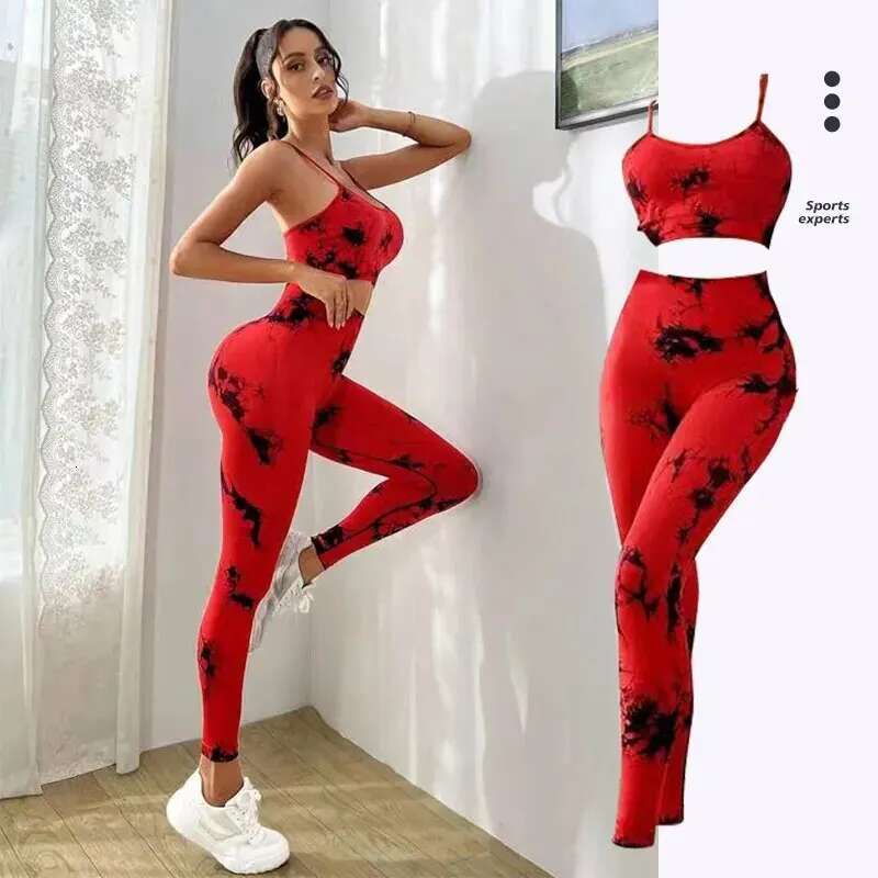 Tie Dye Women's Tracksuit Fiess Yoga Sets Sportswear Workout Bra+High Waist Leggings Gym Clothing Seamless Sports Suits
