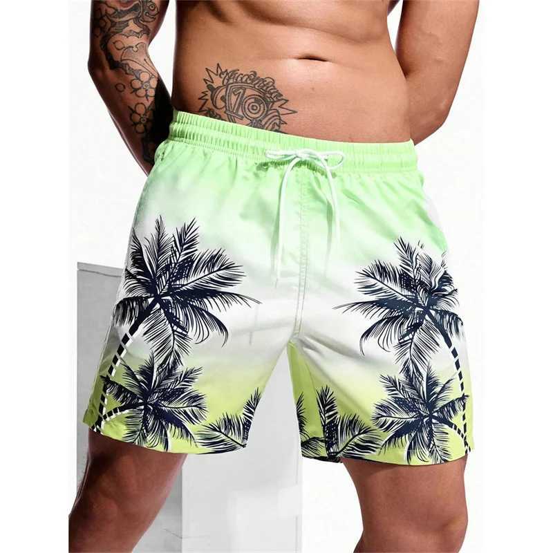 Vintage Plant Pattern Beach Shorts For Men Coconut Tree 3D Printed Swim Trunks Summer Hawaiian Short Pants Loose Board ShortsT250304