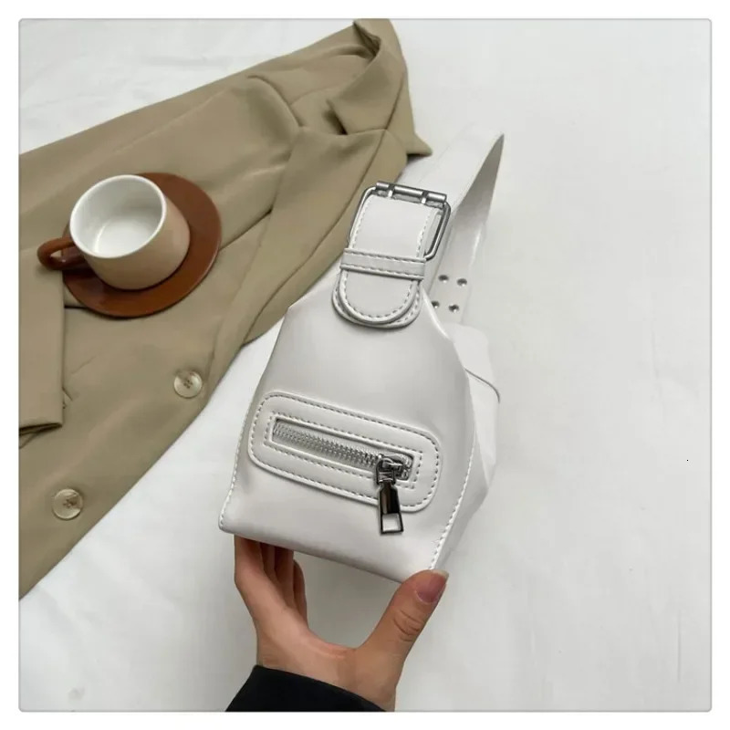Zipper PU High Quality Crossbody Bag Solid Color Trendy Fashion Satchels Shoulder Bag Soft Versatile Womens Handbag 250303