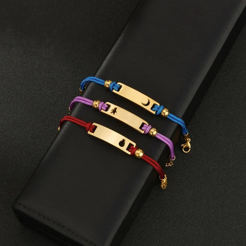 Lateefah Color Rope Childrens Curved Card Engraved Bracelet DIY Personalized Bracelet 250304