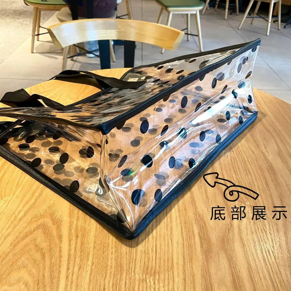 Fashion Rectangular Transparent Wave Point Single Shoulder Backpack for Women Large Capacity Shopping Waterproof Handbag 250305