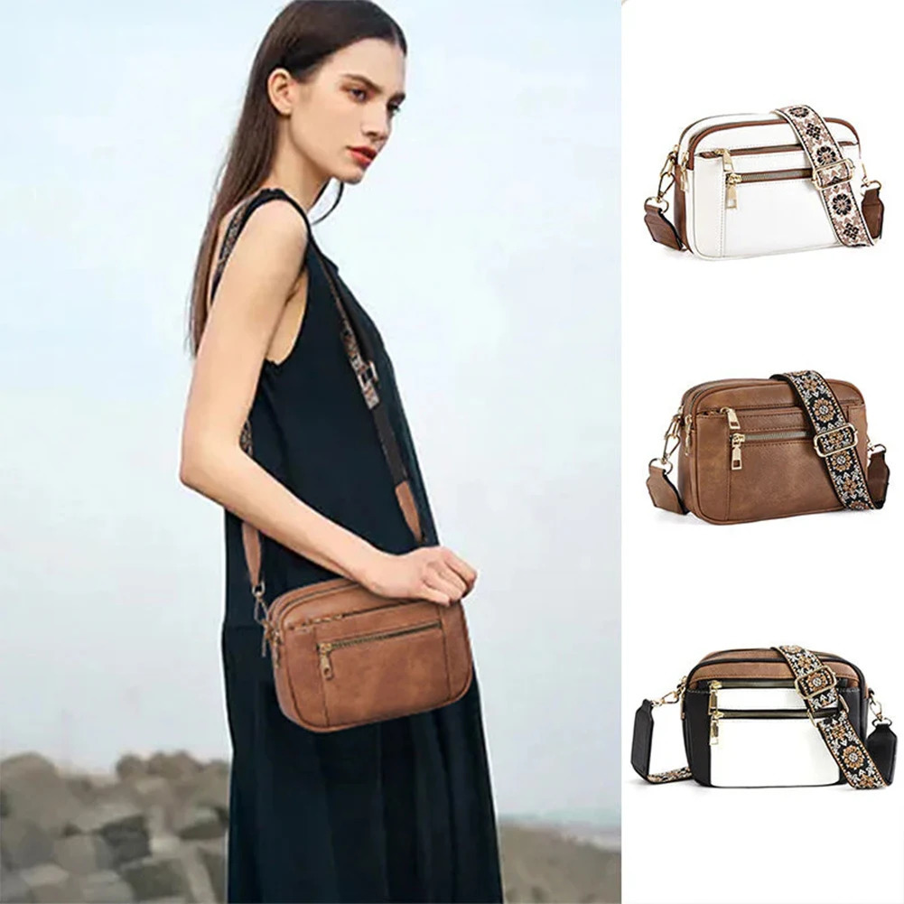 Retro Stylish Womens Cross-Body Bag With Striped Strap Multi Pockets Hand-Made Shoulder Bag For Outdoor Shopping Working Daily 250303