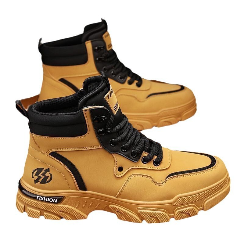 2025 Spring And Summer Designer s New British Long Boots Yellow Grey Original Fashion Men s High Top Outdoor Waterproof Leather Boots Men s Size 39-44