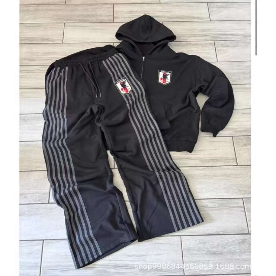 New full embroidery American youth trend, fashionable zippered hooded sweater suit, slim China-Chic gift for man