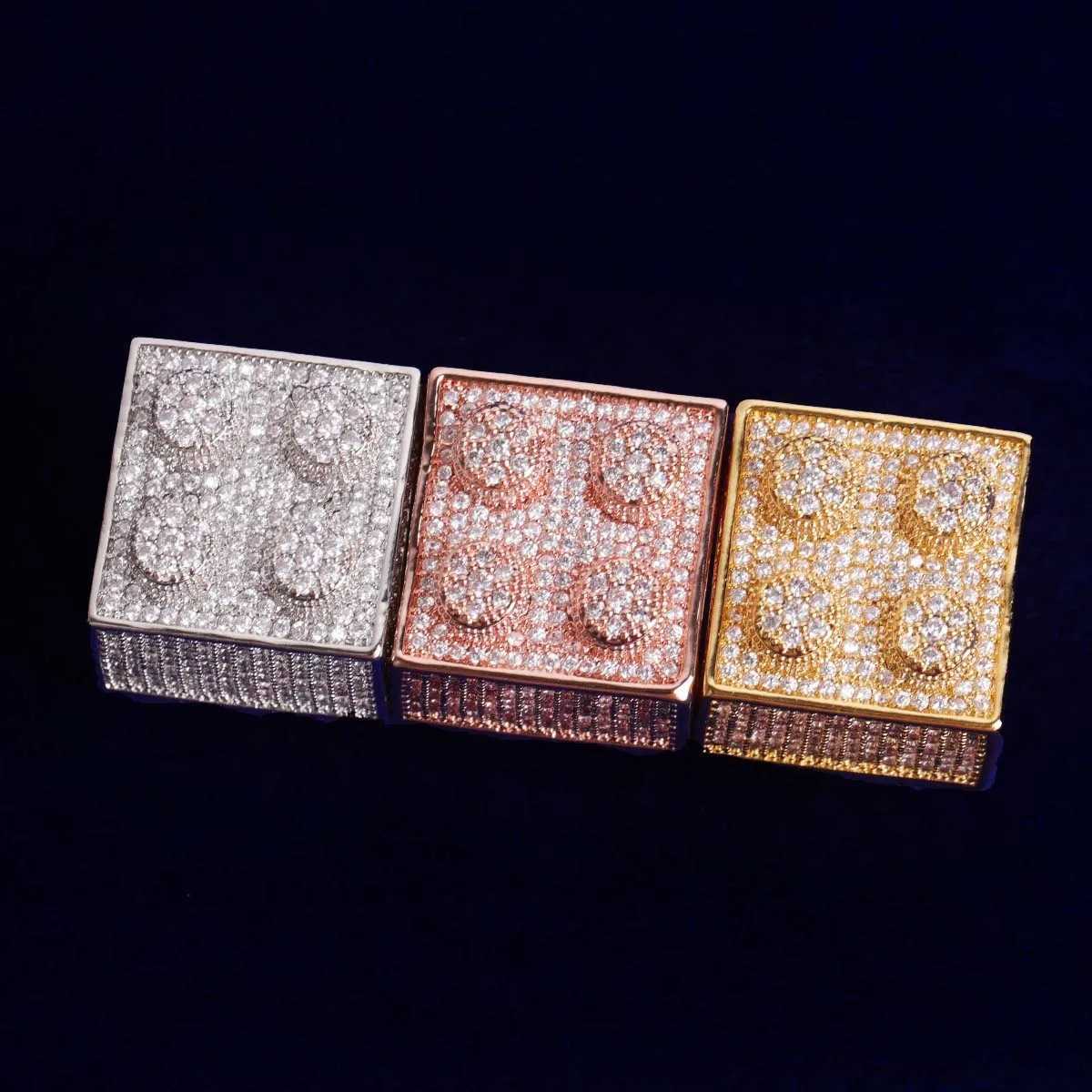 Couple Rings Hip hop style dice ring real gold electroplating fashionable and personalized trendy ring mens hip-hop ring H25303