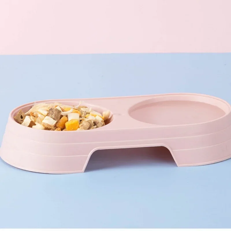 Cat Bowl Pet Double Bowl Cat Bowl Macaron Candy Color Pet Feeding Bowl Export Quality Macaron Color Pet Bowl