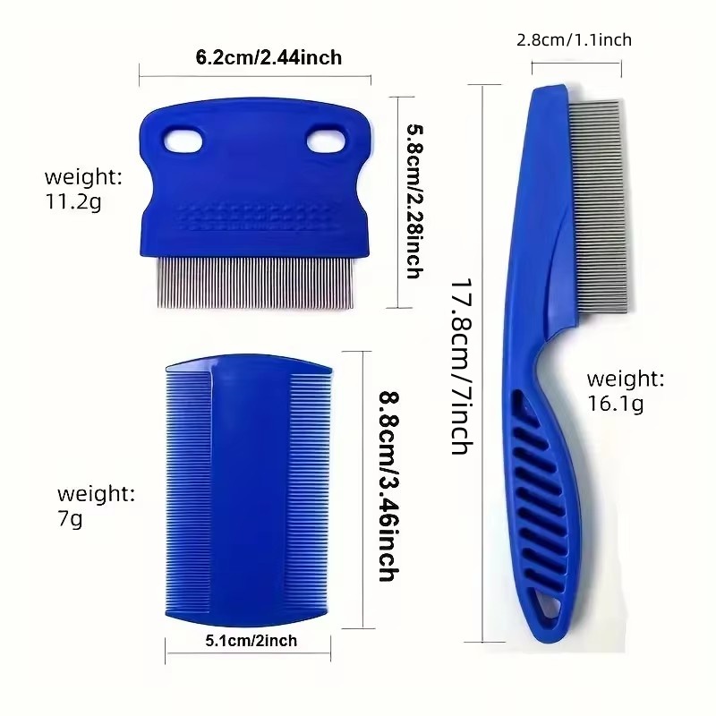 6PCS Flea Lice Cat Dog Metal Deshedding Removal Tear Stain Brush Pet Grooming Comb Kit Tool