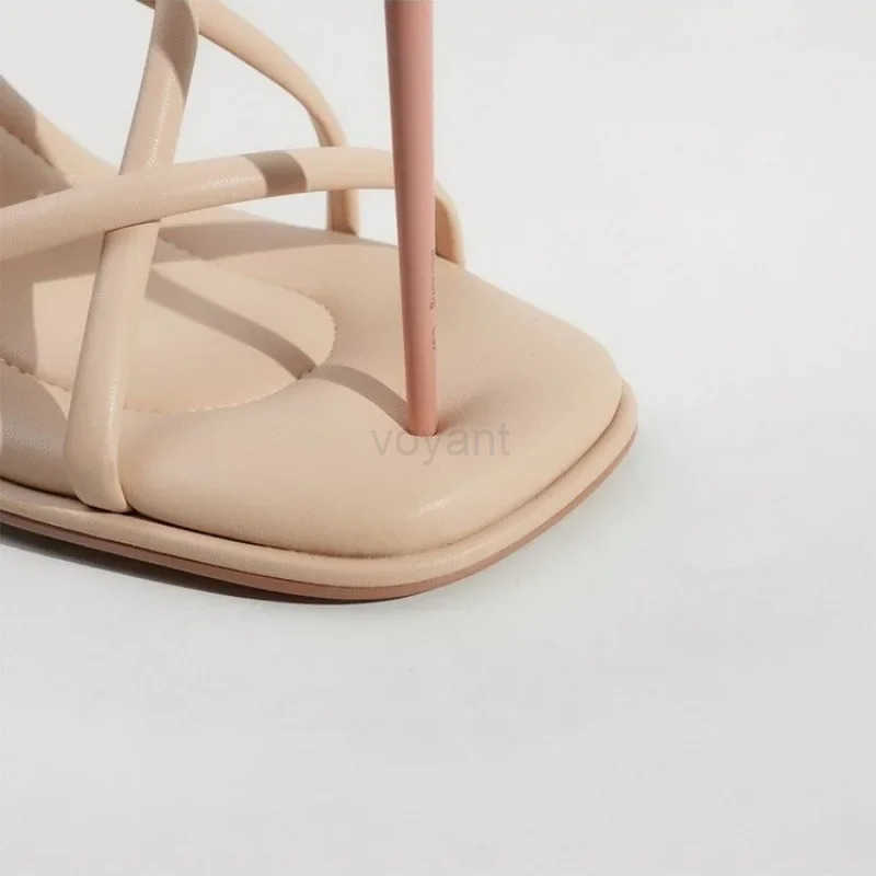 2024 Summer New Simple Square ed Slim Strap Thick Heel Sandals for Wen Straight Toe Open Toe Sandals for Wen Z250304