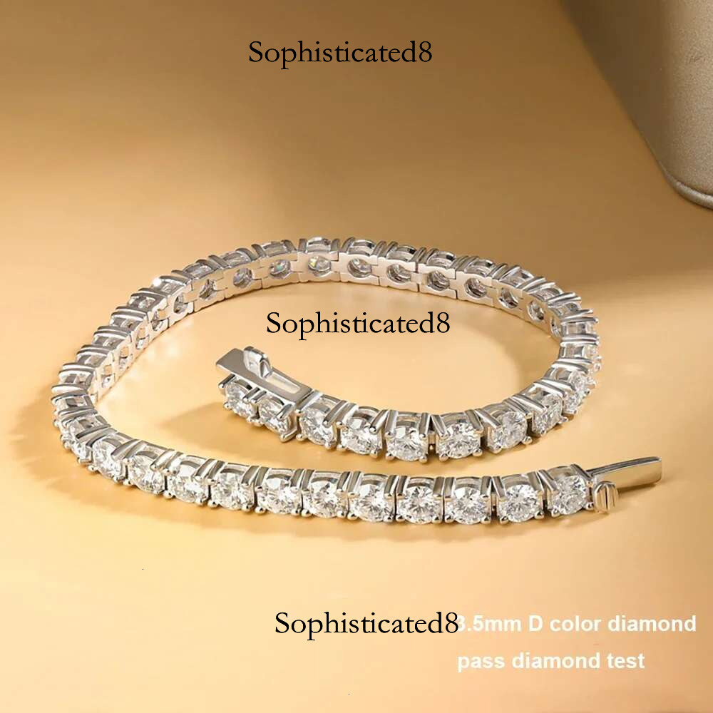 3.5mm Moissanite Tennis Bracelet for Women Man Sterg Sier Plated White Gold Hidden Lock Sparkg Wedding Party Jewelry