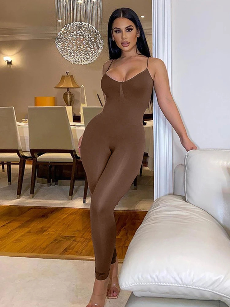Black Sexy Jumpsuits Women Summer Sleeveless Rompers Spaghetti Strap Backless Casual Bodycon Skinny Sports Fashion Streetwear 250303