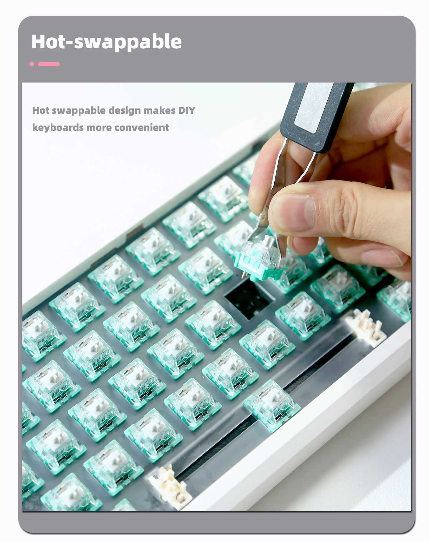 ZUOYA Gmk61 Mechanical Keyboard Kit Hot-swappable 3-mod 2.4G Wireless RGB Backlit Gasket Structure Keyboard Z250304
