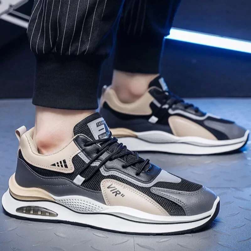High Quality Men's Sneakers Mesh Breathable Casual Air Cushion Running Shoes for Men Lace Up Platform Shoe Tenis Mascuo