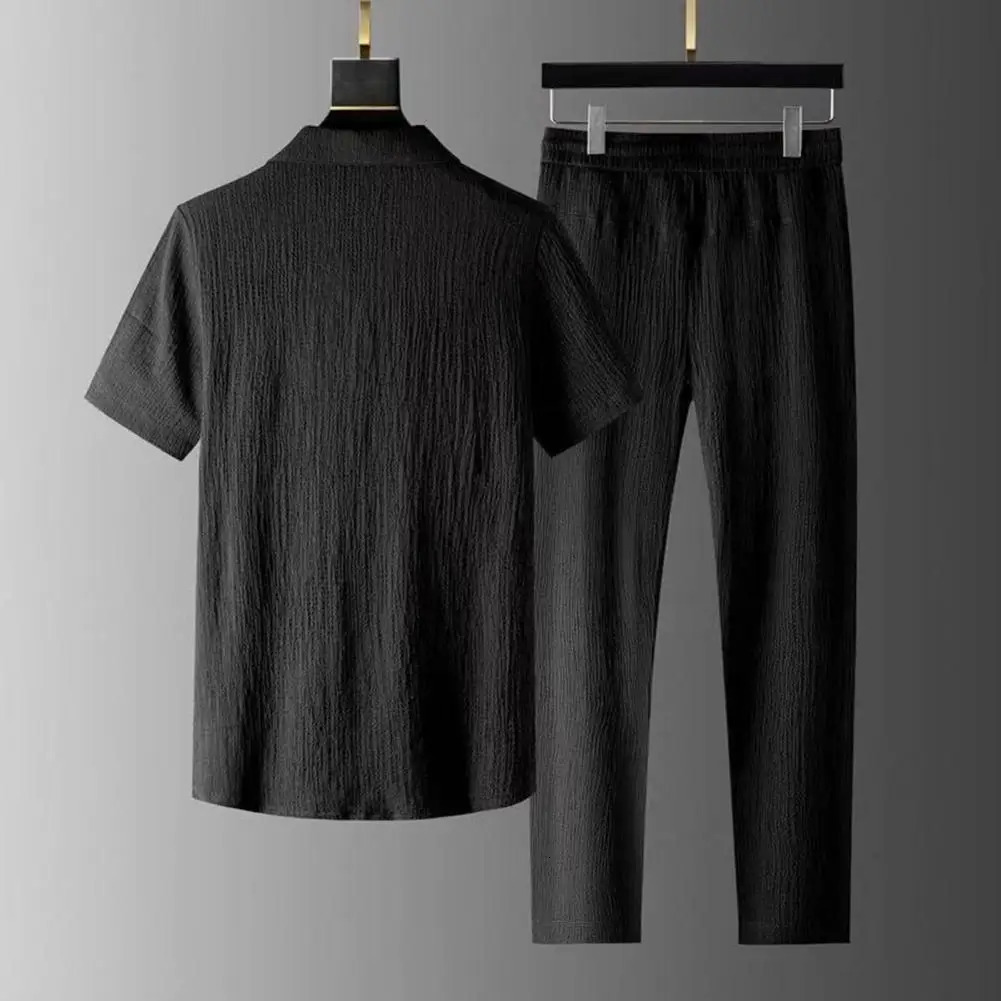 ShirtTrousers Summer Arrival Men Fashion Classic Shirt Trousers Set Men Pleated Casual Shirts A Set Of Clothes M-4XL 250303