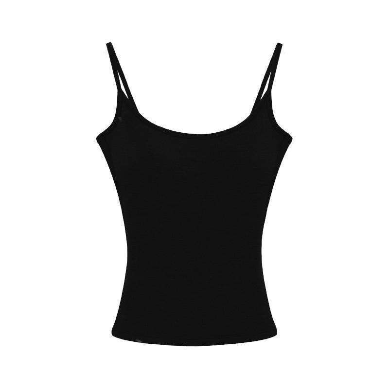 Spring and Autumn base, elegant blue style, sexy big backless women's camisole with chest cushion cover, beautiful back vest for women