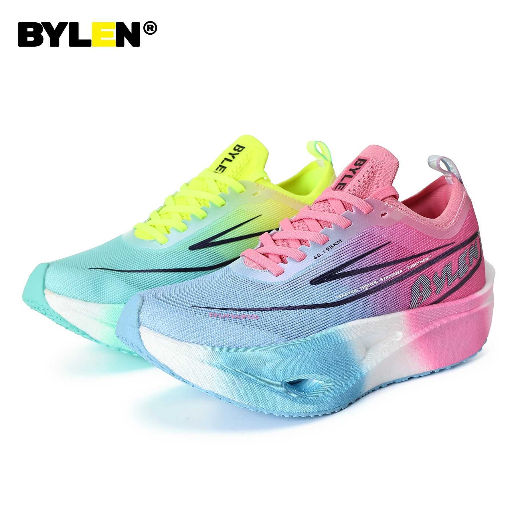BYLEN Full Palm Carbon Plate Marathon Running Racing Shoes Running Shoes for Men Outdoor Non-slip Wear-resistant Sport Sneakers Z250225