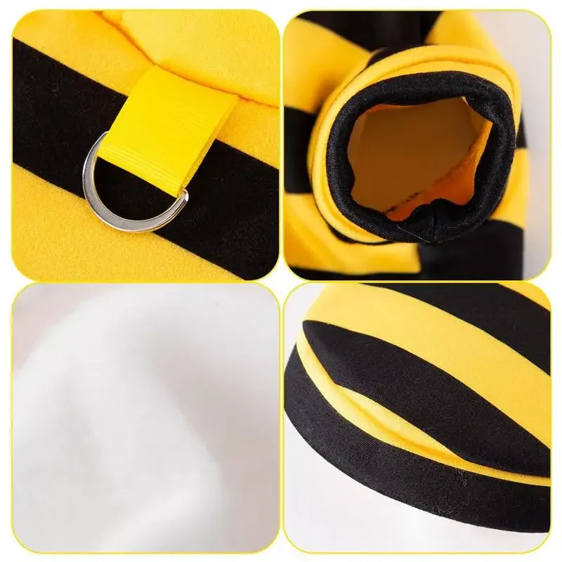 Cat Bee Costume Soft Cat Holiday Cosplay Warm Clothes Pet Bee Halloween Hoodies Autumn Winter Warmth Clothes for Pet Accessories