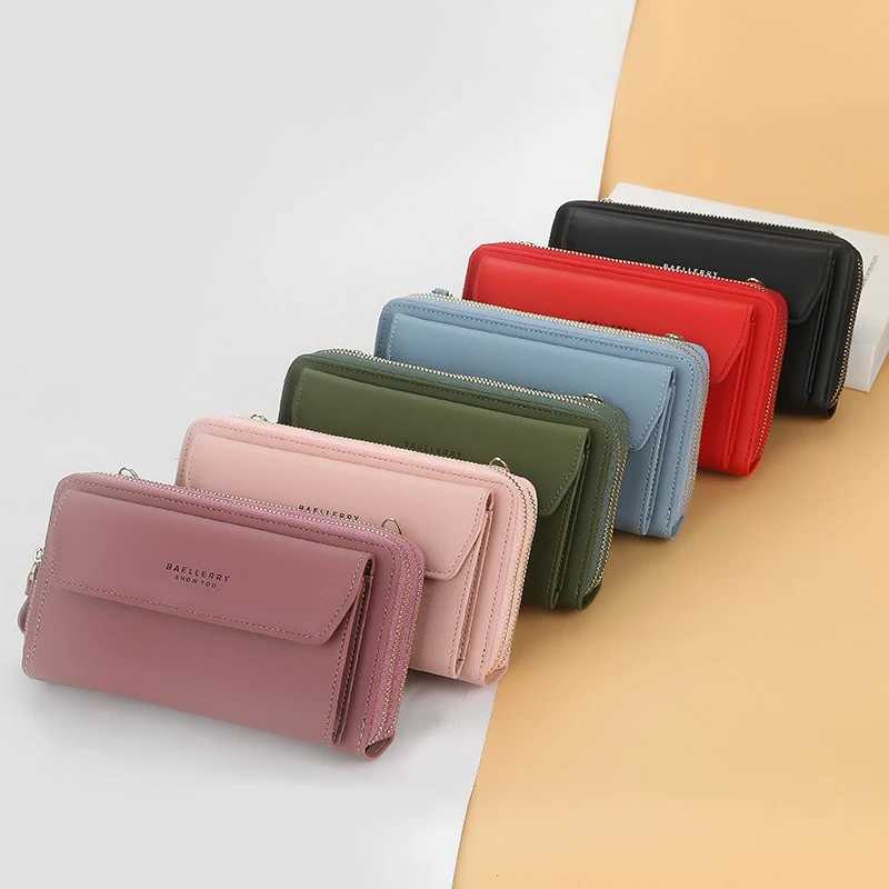 Baellerry womens mobile shoulder bag red leather cross body bag large capacity clutch bag black small handbag Z250303