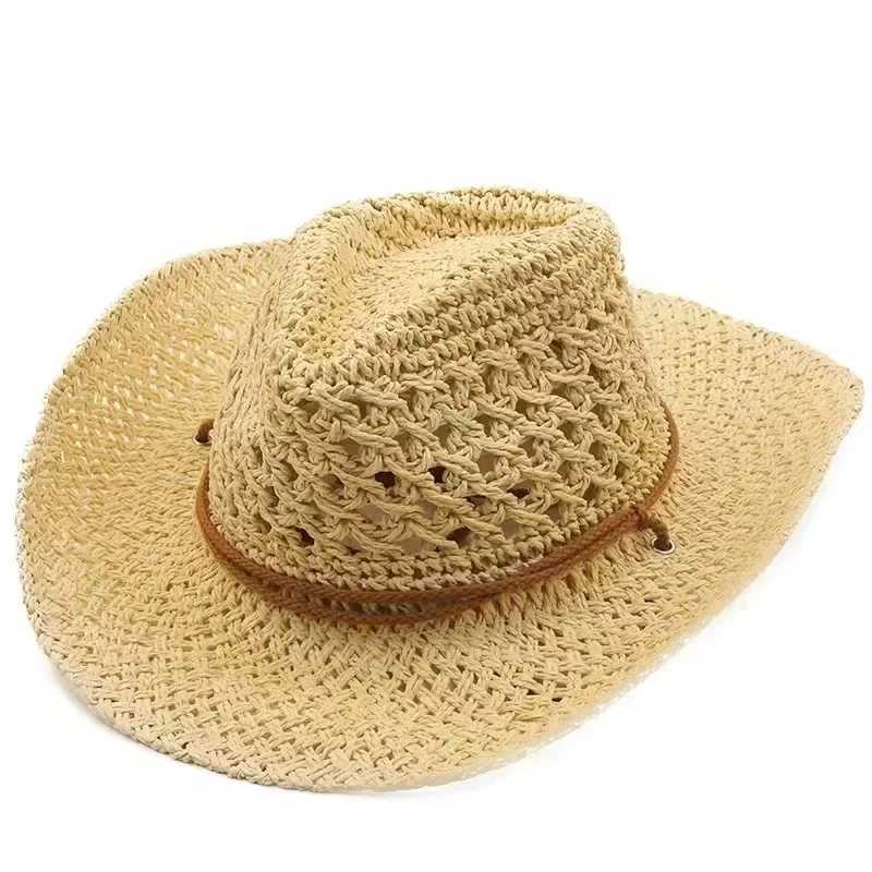 Western Cowboy Hat Mens Outdoor Panama 2024 Summer Beach C Womens Sombrero Vaquero Hombre Cheu Wide Bree Mens Str Sun HatXJ250304
