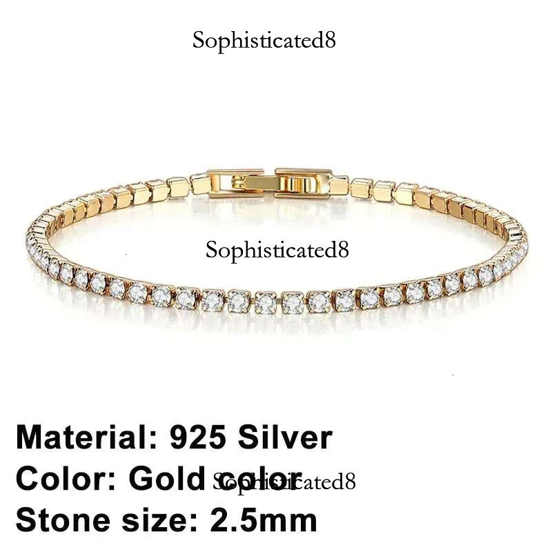 New Sterg Sier Fashionable Hip Hop Style Classic Full Zircon Tennis Shining Exquisite Bracelet DIY Couple Gift