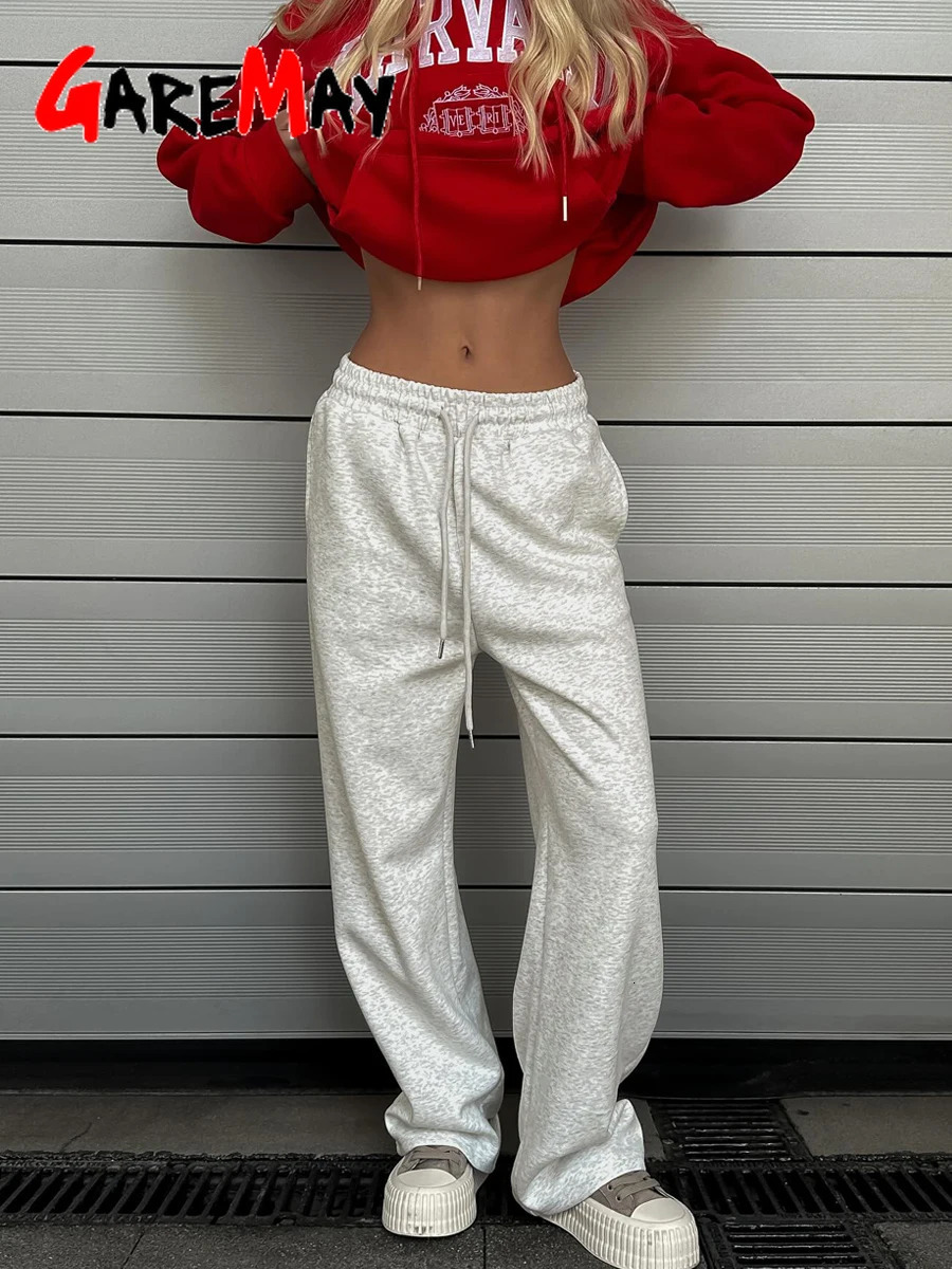 Womens Winter Pants Velvet Wide Leg High Waist Beige Thick Vintage Oversize Loose Pants Gray Casual Warm Fleece Pants for Women 250303