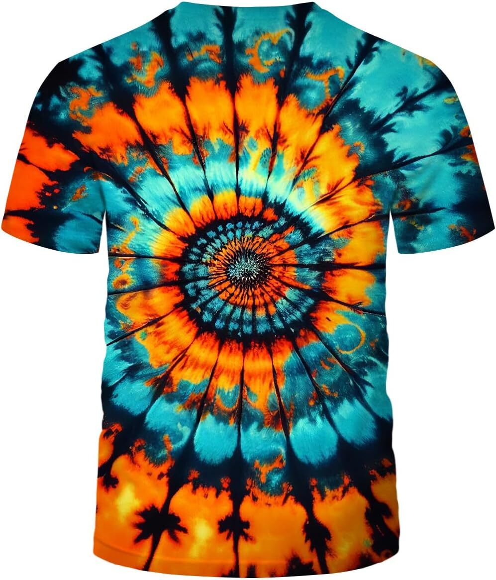 Mens T shirt Unisex Tie Dye Crew Neck Short Sleeve T-Shirt tee Casual tops summer clothes cool