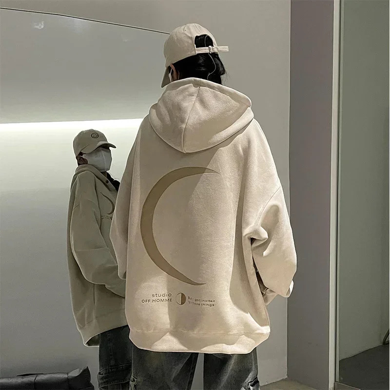 Autumn Moon Graphic Hoodie For Men Harajuku Fashion Streetwear Pullover Hoodies Unisex Hip Hop Oversize Y2K Hooded Sweatshirts 250304