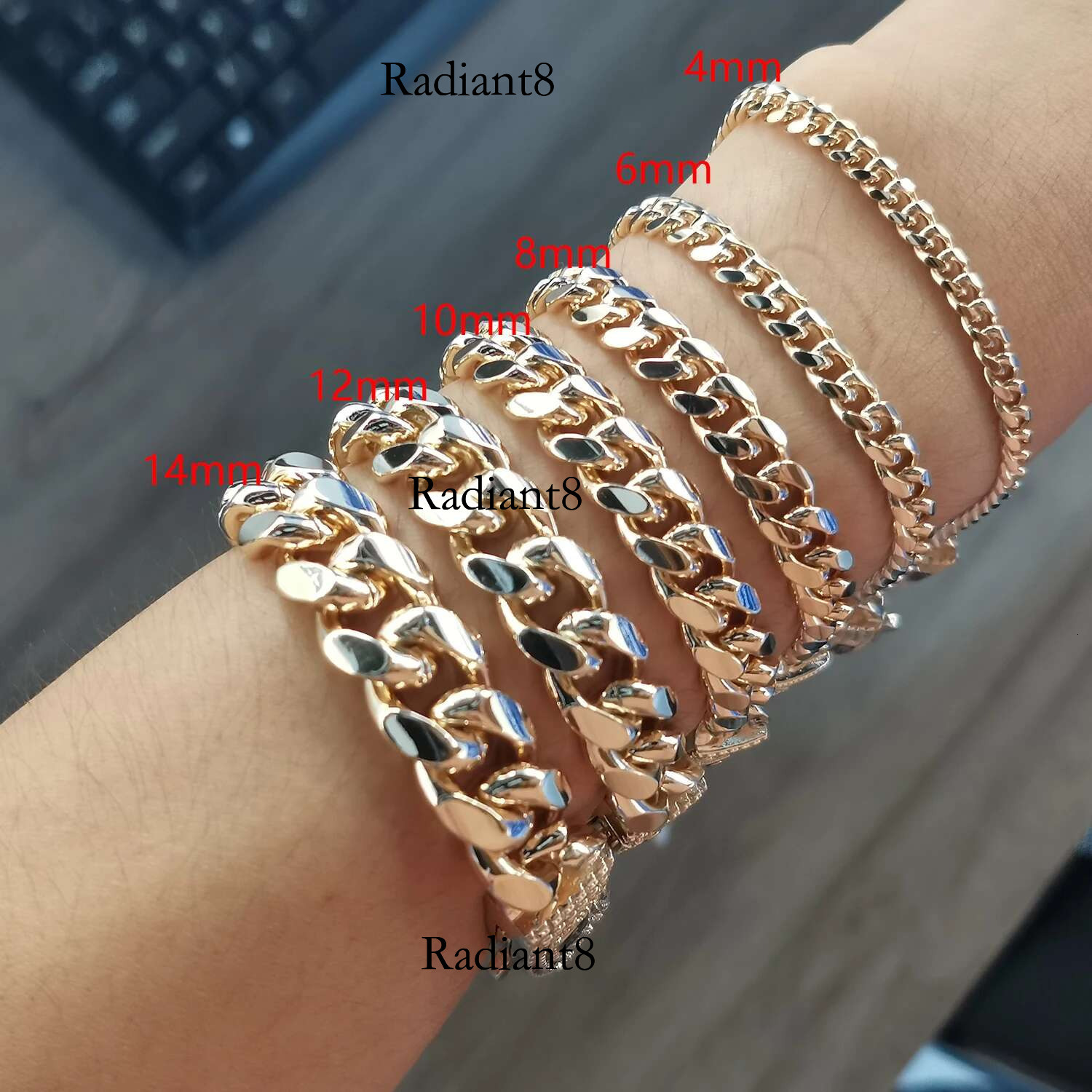 14K Fashion Monaco Chain 4N/6N/8N/10N/12N/14N/16N Trendy hip-hop men and women noble tail party decoration punk chain