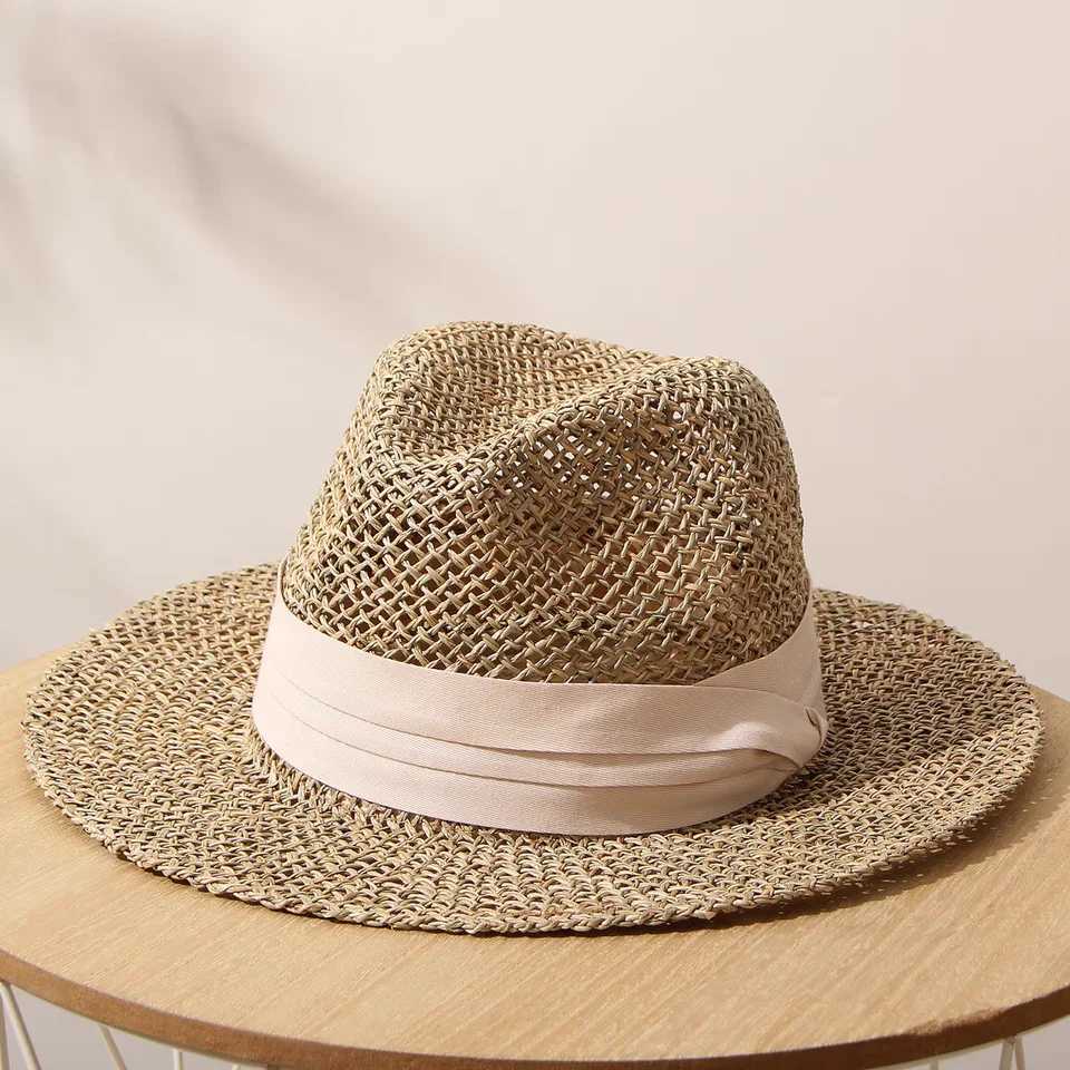 summer str hat for women ladies Luxury Sun hat Fedora summer hat beach hat French Panama hat Wide Brim men c colorful stripXJ250304