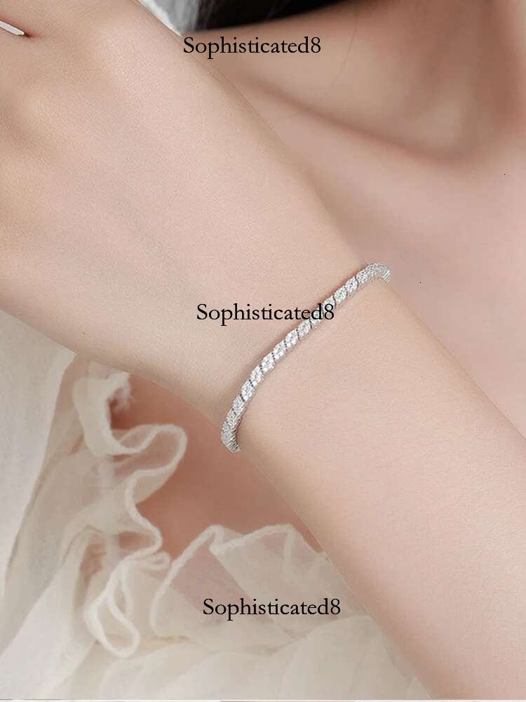 Tezzc New style Rhombus 1.2mm Full Moissanite Tennis Bracelet For Women Men S Sterg Sier Dia k Chain Bracelets