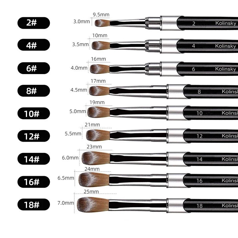 100% Kolinsky Acrylic Nail Brush 1Pcs Black UV Gel Polish Nail Art Extension Builder Pen Drawing Brush 250304