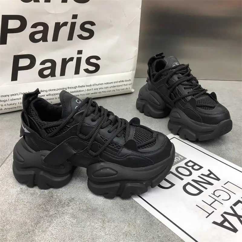 Trendy Mesh Dad Shoes for Women 2024 Autumn New Style Thick Sole Height Increasing Versatile Casual Sports Vulcanized ShoesC250304