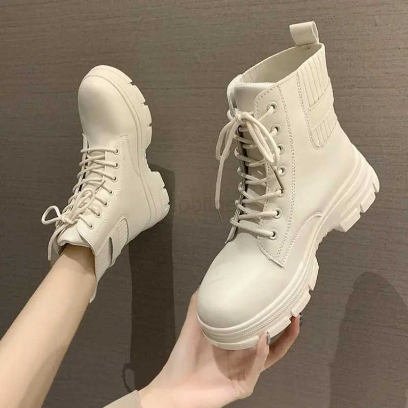 Wens Ankle Boots Fion Elastic Boot Outdoor Casual Leather Boots for Wen Non Slip Platform Boots British Style Short Botas Z250304