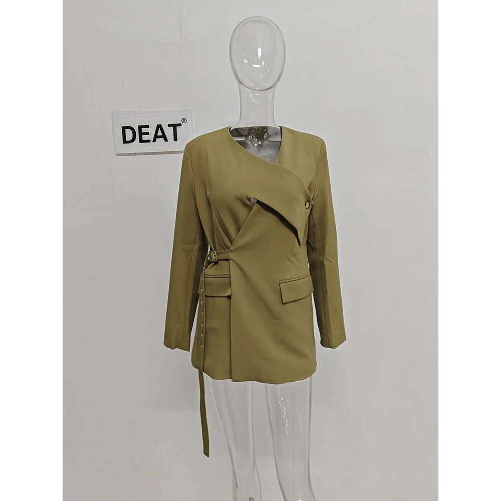 Fashion Women's Blazer V-Neck Deconstruction Chicken Eye Retractable Waist Long Sleeve Suit Jackets Autumn 2025 New 1Dh7482