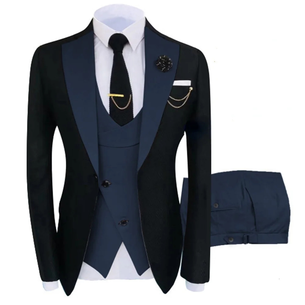 Costume Homme Clothing Party Stage Mens Suit Groomsmen Regular Fit Tuxedo 3 Peice Set JacketTrousersVest 250303
