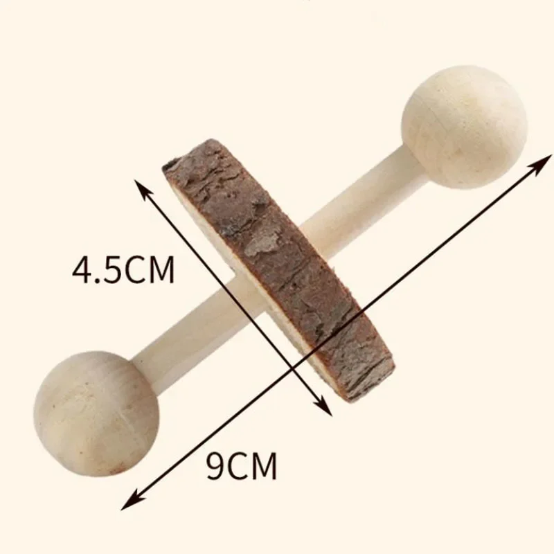 Cute Natural Wooden Rabbits Hamster Toys Pine Dumbells Unicycle Bell Roller Toys for Guinea Pigs Rat Small Pet Molars Supplies