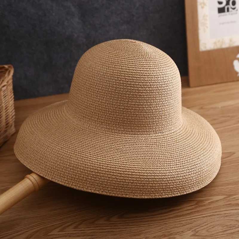 Summer Orange White Big Brim Bucket Hat Str Hat French Hepburn Hood Childrens Hat Sun Hat Sunscreen Beach HatXJ250304