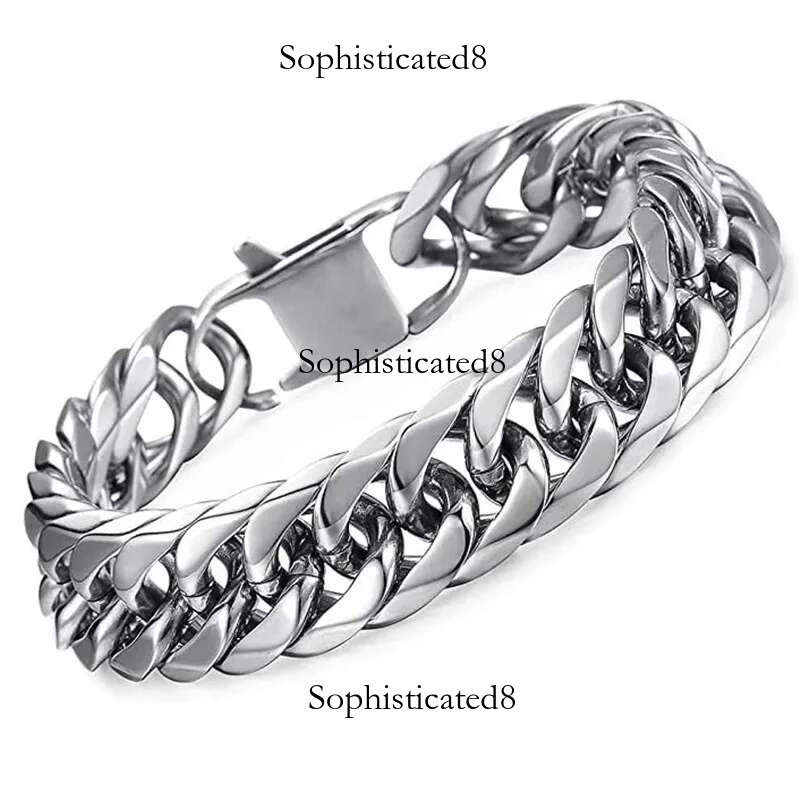 HNSP 8mm-14mm Stainless Steel Bracelet For Men Punk Male Thick Hand Chain Bikes Motorcycle Jewelry Accessories